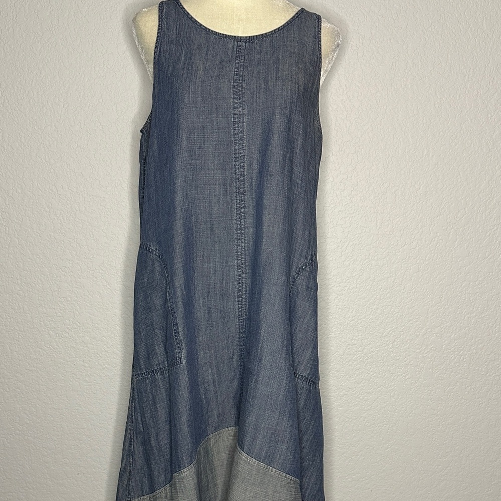Nanette Lepore Blue Midi Sleeveless Asymmetrical Dress with Frayed Hem 8